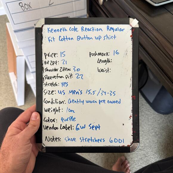 Kenneth Cole Reaction Regular Fit Cotton Button Up Shirt US Men's 15.5/34-35 - Picture 8 of 8